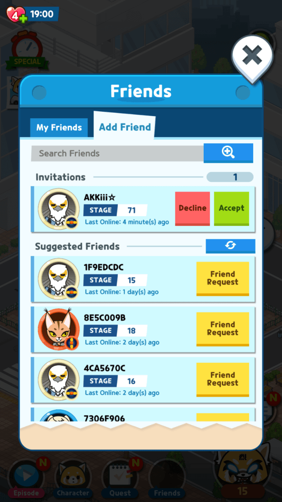 Add friends to send and receive lives