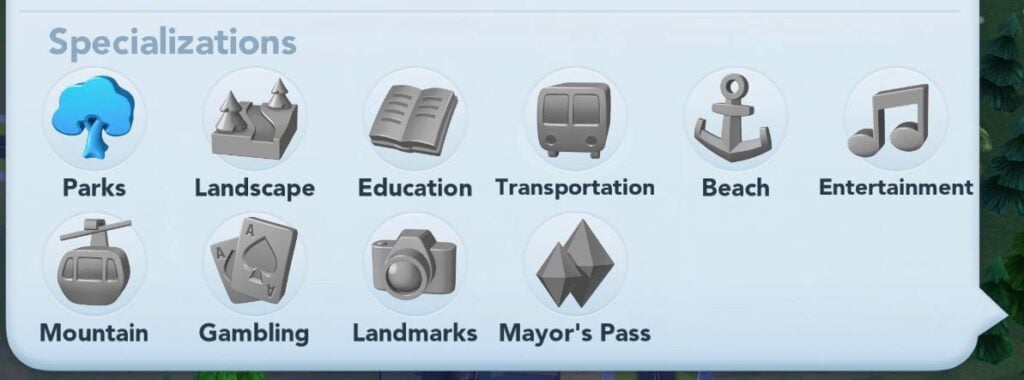 SimCity - BuildIt specializations