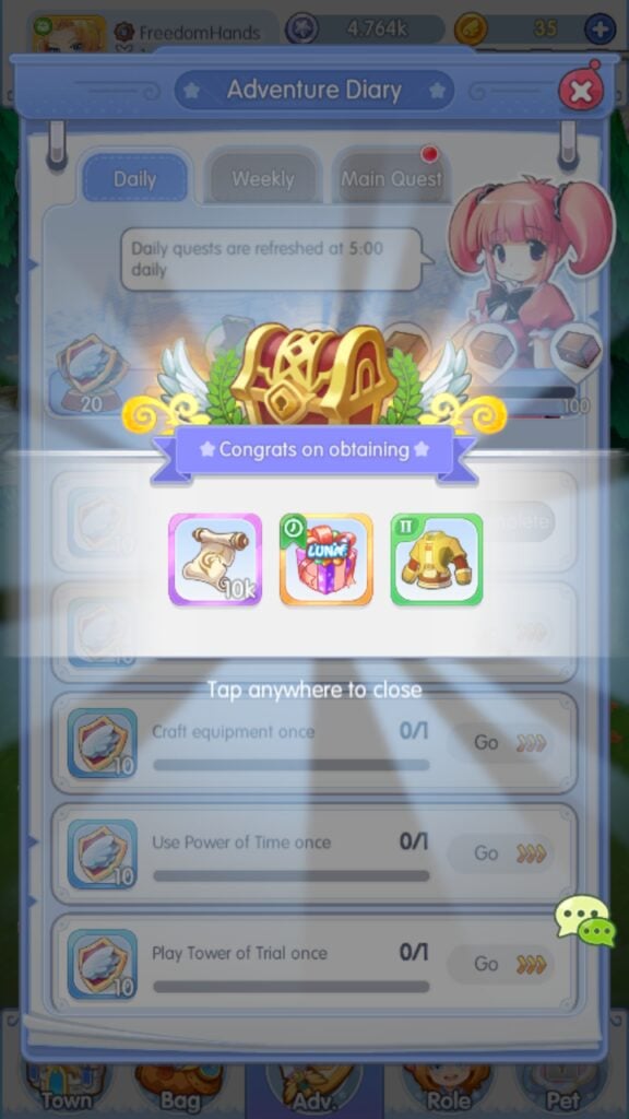 Gifts/ rewards obtained in Luna Rebirth.