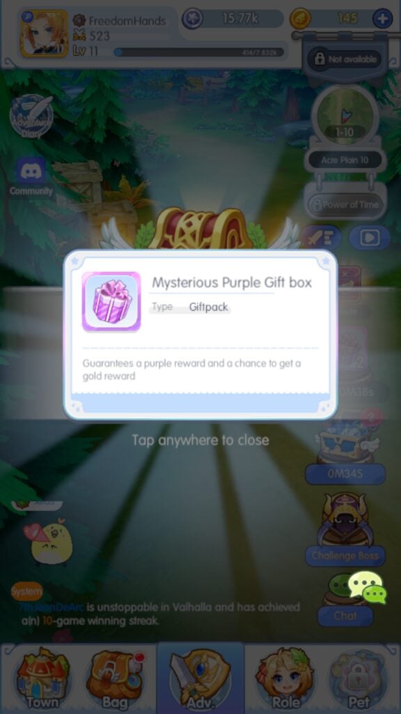 A Mysterious Purple Gift Box in Luna Rebirth.